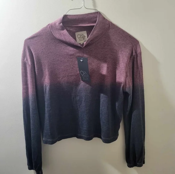 CHASER NWT WOMENS XS TOP RIBBED PURPLE - Picture 1 of 7